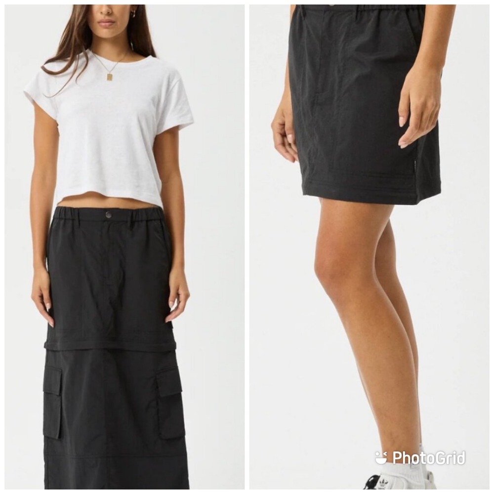 NWT Afends Black Maxi Cargo Skirt